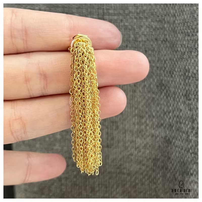 Hi Onion優雅的刺蝟 小眾鍍金流蘇耳夾耳釘修飾臉型高級冷淡百搭