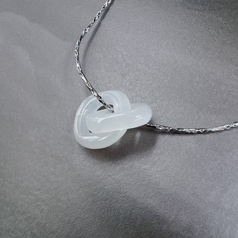 【永恆同心】冰種翡翠環環相扣項鍊 | 天然緬甸玉A貨翡翠 | 送禮