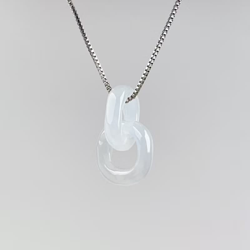 【永恆同心】冰種翡翠環環相扣項鍊 | 天然緬甸玉A貨翡翠 | 送禮