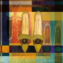 50cm角_silkscarf_マイシューズ柄のスカーフ　ChristalART