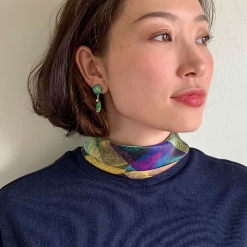 50cm角_silkscarf_マイシューズ柄のスカーフ　ChristalART
