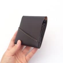 【ミニ財布】革 ログウッド染め 草木染め 右利き 手縫い 手染め 手作り【chotof/ちょとふ】