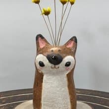 木白的小狐狸造型一輪插花器擴精油擴香瓶
