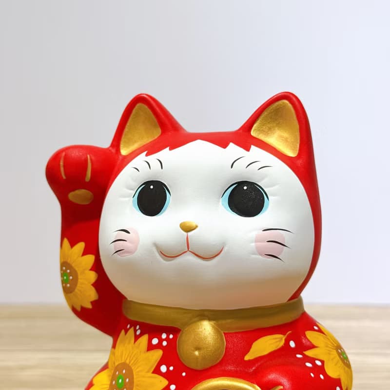 【赤陽招福】日本谷中堂招財貓 | 赤地 向日葵