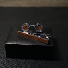 梨花木袖扣領帶夾套裝免費刻字商務紳士配件