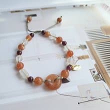 招財桃花養顏美容~金太陽紫牙烏石榴石月光石手鍊