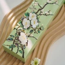 Camellia and Plum Blossom, Mother-of-pearl Craft Box, Mint