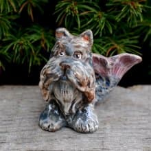 Dog mermaid Small porcelain figurine Fairy sea creatures Cute yorkshire terrier