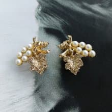 Vintage Jewelry 西洋古董飾品 氣質優雅 葡萄藤 仿珠 夾式耳環