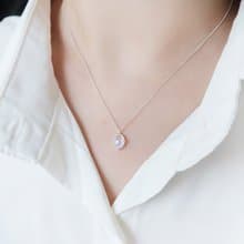 情人節禮物 925純銀 月光石 橢圓鑽切面爪鑲 項鍊 長鍊 免費包裝