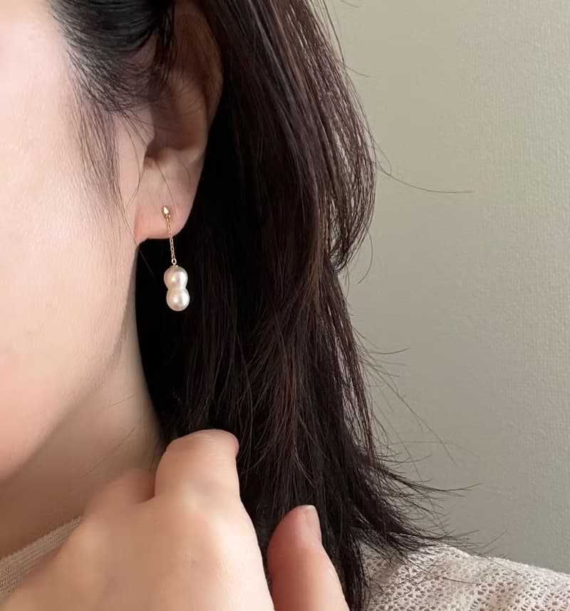 K18 ツインパール ピアス  あこや真珠 パールピアス あこやパール　日本の真珠 pearl earrings 珍珠耳環 珍珠耳环 진주귀걸이