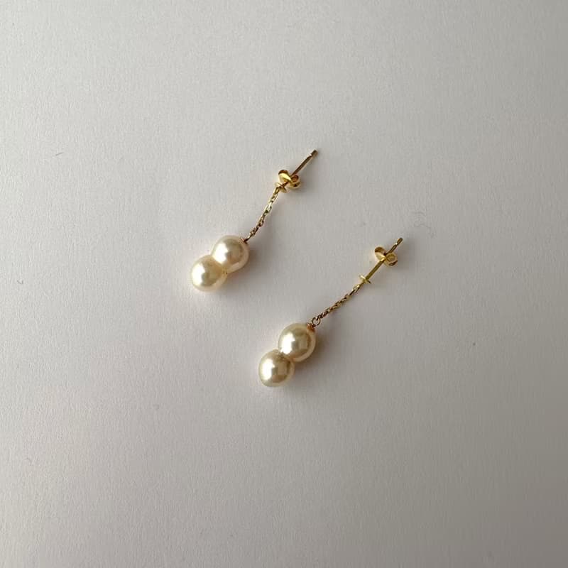 K18 ツインパール ピアス  あこや真珠 パールピアス あこやパール　日本の真珠 pearl earrings 珍珠耳環 珍珠耳环 진주귀걸이
