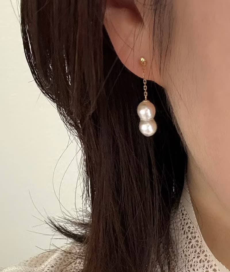 K18 ツインパール ピアス  あこや真珠 パールピアス あこやパール　日本の真珠 pearl earrings 珍珠耳環 珍珠耳环 진주귀걸이