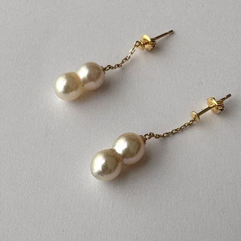 K18 ツインパール ピアス  あこや真珠 パールピアス あこやパール　日本の真珠 pearl earrings 珍珠耳環 珍珠耳环 진주귀걸이