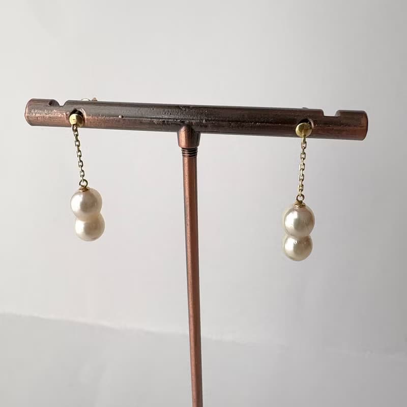 K18 ツインパール ピアス  あこや真珠 パールピアス あこやパール　日本の真珠 pearl earrings 珍珠耳環 珍珠耳环 진주귀걸이