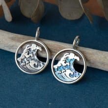 【浮世繪海浪】圈圈925純銀項鍊 神奈川沖浪裏 衝浪 潛水 送禮