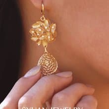 Precious珍貴- 疊葉織影珍珠垂墜式耳環生日 情人節禮物