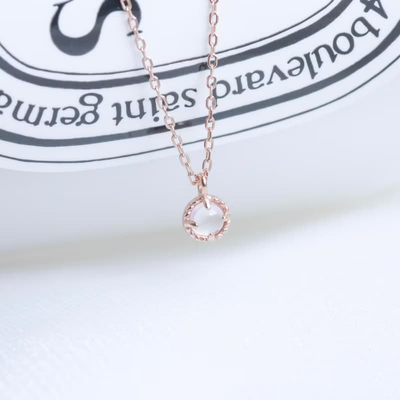 粉晶925純銀麻花蛋糕塔項鍊