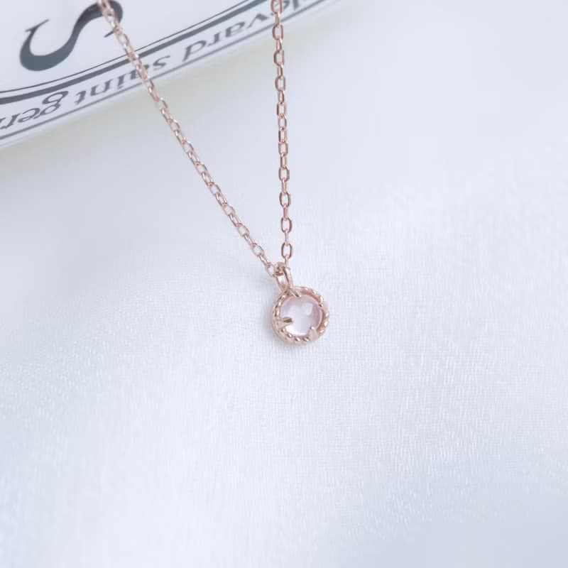 粉晶925純銀麻花蛋糕塔項鍊