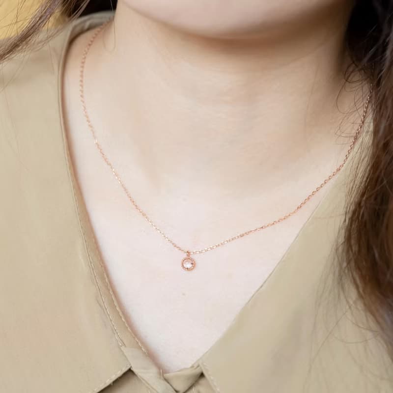 粉晶925純銀麻花蛋糕塔項鍊