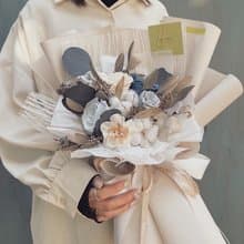 DAY OFF 愉快假期 奶茶色永生擴香花束 乾燥花束 奶茶色 索拉花