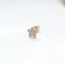 14K 復古小花鎖珠耳環 (單個)耳骨 耳窩 不退色