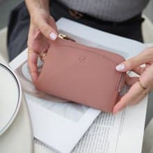 LoLa (Tea rose): Short zip wallet, Short wallet, cow leather, Nude pink