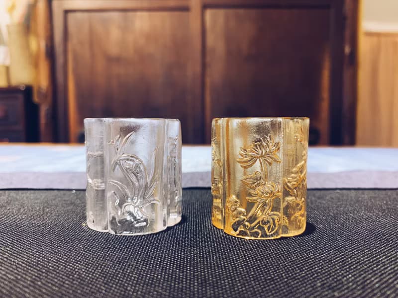 琉璃 四君子 蓋置