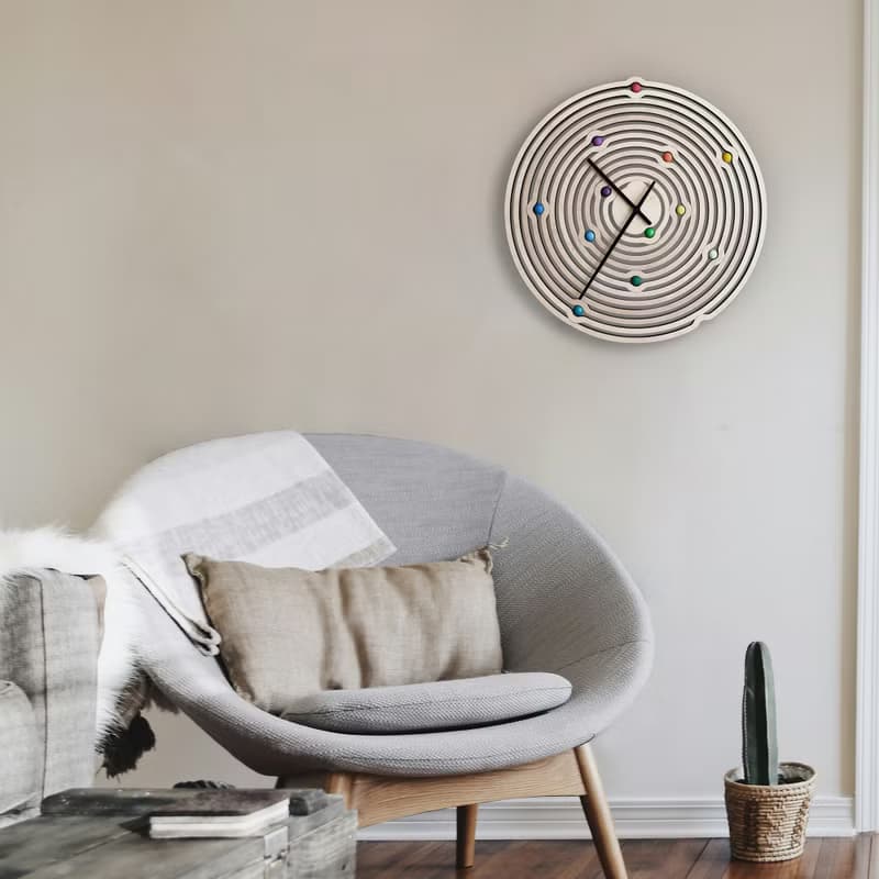 Abacus - 由鐳射切割幾何零件組成的手工木製掛鍾