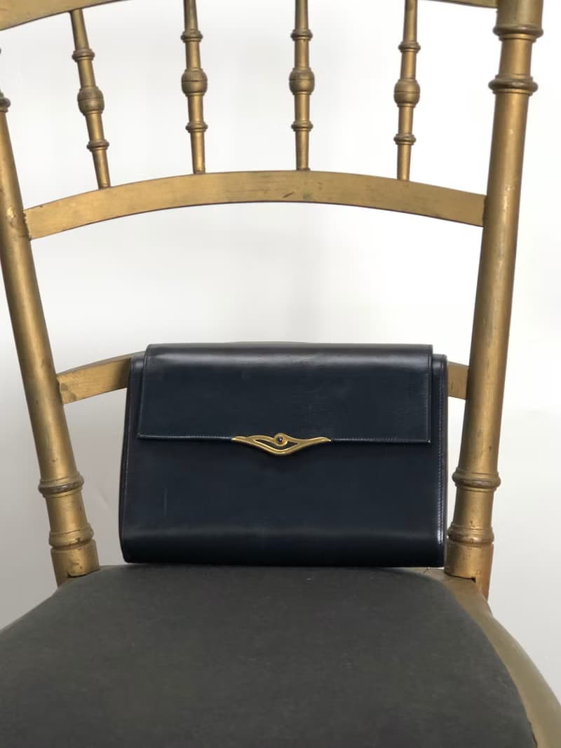 【 日本直送　名牌中古包 】Cartier カルティエ サファイアライン クラッチバッグ ネイビー レザー vintage ヴィンテージ オールド rtrwm3