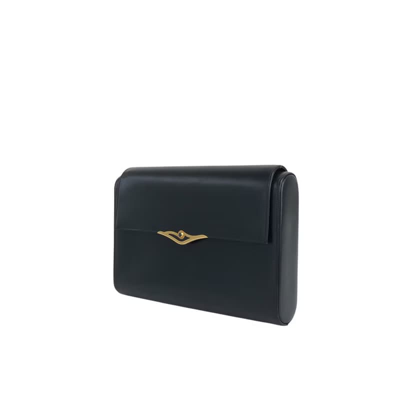 【 日本直送　名牌中古包 】Cartier カルティエ サファイアライン クラッチバッグ ネイビー レザー vintage ヴィンテージ オールド rtrwm3