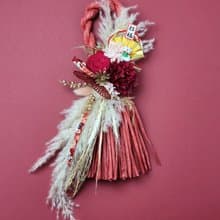 日式祈福紅注連繩-招福貓 永生乾燥花禮