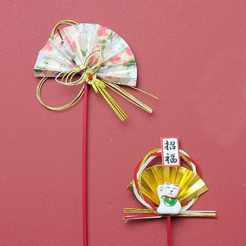 日式祈福紅注連繩-招福貓 永生乾燥花禮