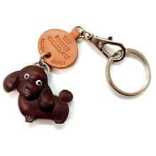 トイプードル  チョコレートブラウン　犬　本革キーホルダー　リードチャーム 　手作り　日本製　VANCA