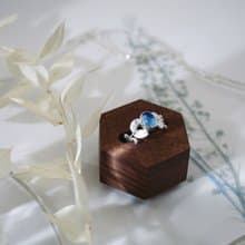 枝葉系列-海水藍寶純銀戒指