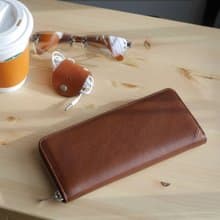 日本製【DUALLINE 弧形拉鍊長夾】革職人 栃木皮革 植鞣革 銀包