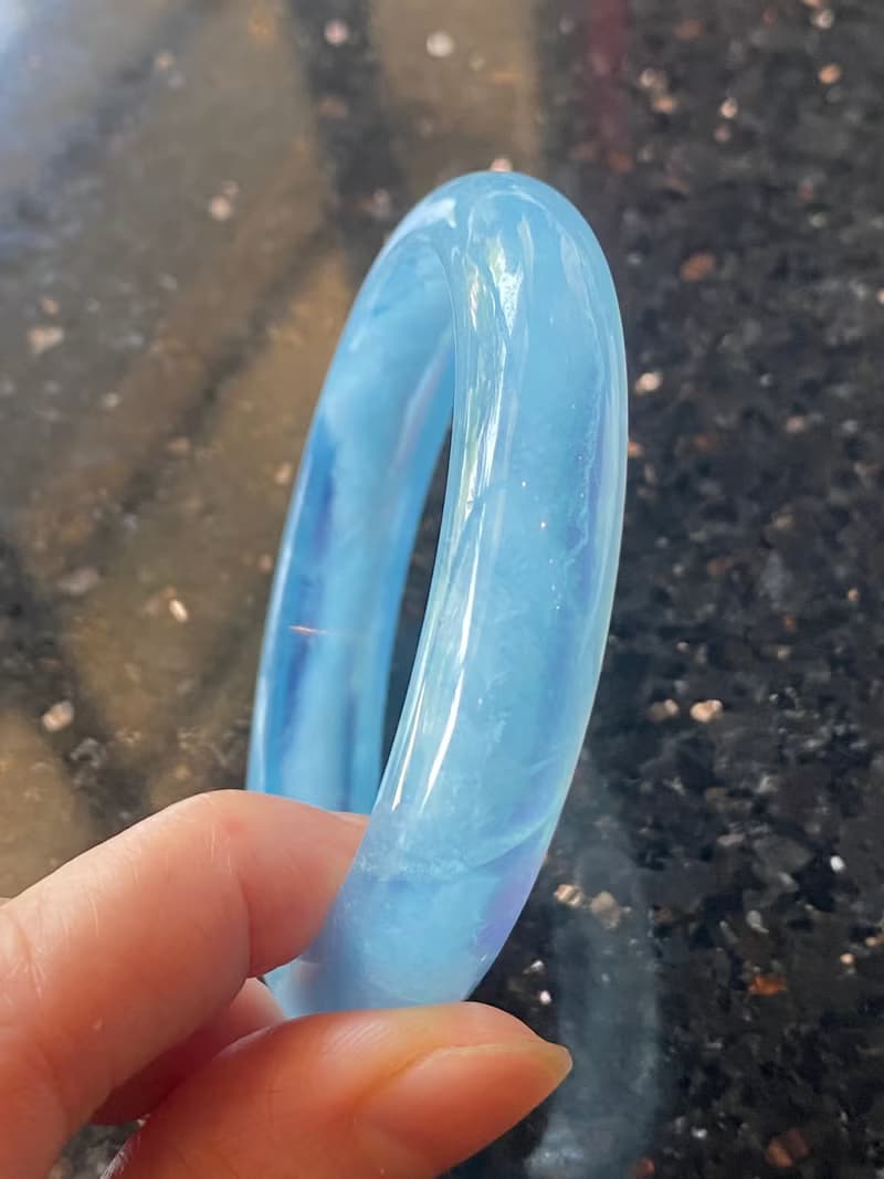 藍天白雲海藍寶手鐲56.8
