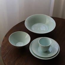 葵口窩盤  湖田影青釉 古風祥雲花紋 輕薄陶瓷餐具