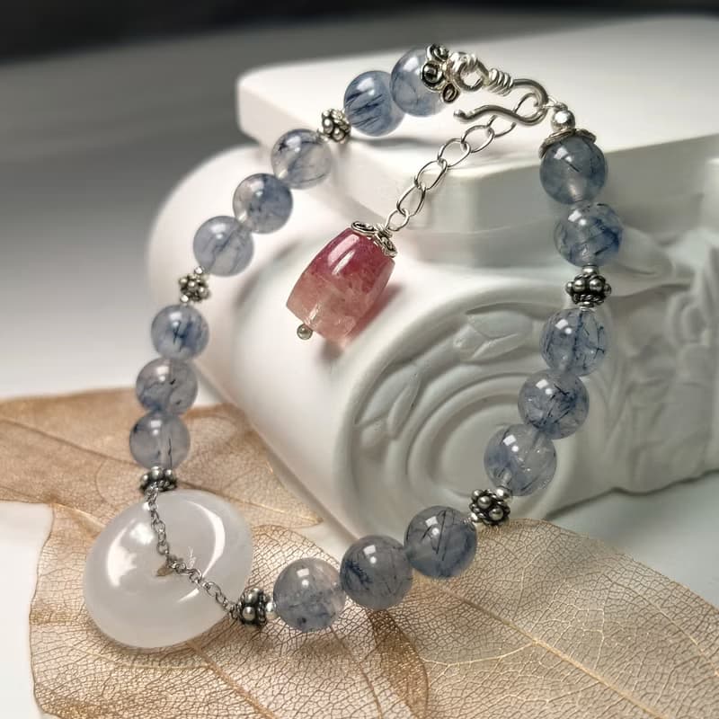 手鍊 翡翠 平安扣 藍髮晶 水晶 碧璽 925銀飾 手珠 寶石
