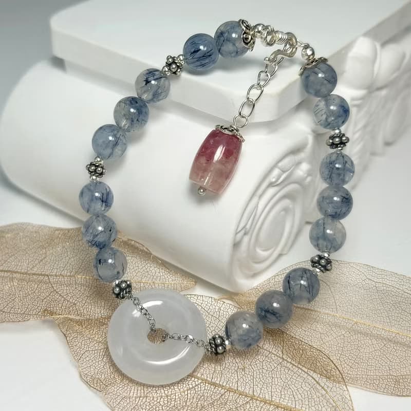 手鍊 翡翠 平安扣 藍髮晶 水晶 碧璽 925銀飾 手珠 寶石