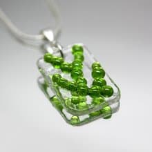 Spring necklace for women Abstract pattern Lime green glass jewelry Unique gift
