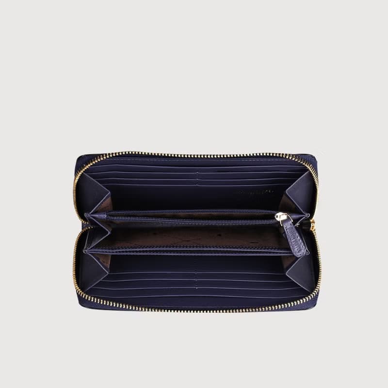 【免費升級送禮包裝】奧菲莉亞V 12卡拉鍊長夾-午夜藍/BF628-V102