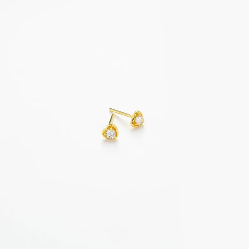 藏寶箱金飾 9999黃金純金 鑽石 愛心 耳針 耳環