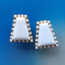 Vintage Jewelry 西洋古董飾品 摩登白 知性優雅 夾式耳環