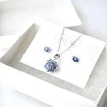 ネモフィラ2点セット　耳飾り&ネックレス　ディップアート　ディップフラワー