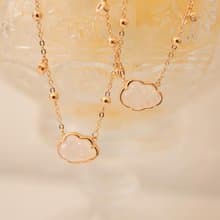 雲朵月光石頸鏈 純銀鍍18k金