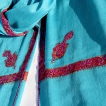 喀什米爾Cashmere 刺繡羊絨圍巾 純羊毛圍巾披巾 戒指絨披肩-花朵