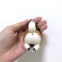 肥烤雞屁股_柴犬_皮革羊毛氈鑰匙圈-免費鋼印10個英文字母