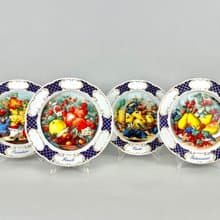 可愛的裝飾盤 瓷器上有五顏六色的水果 套裝 4 來自席恩丁巴伐