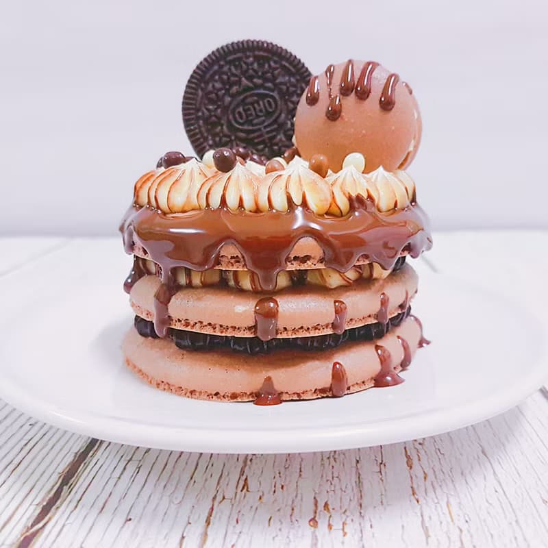 【限台中自取】3.5吋馬卡龍塔-巧克力海鹽【可當生日蛋糕禮物】